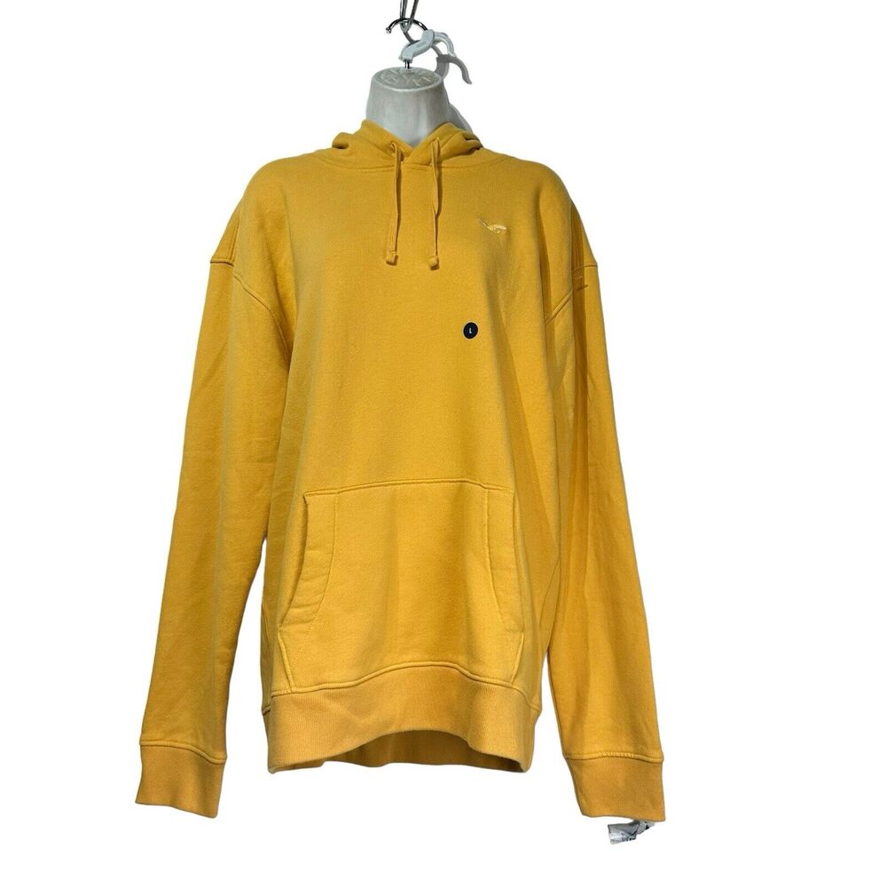 hollister Sleep mustard yellow Embroidered Logo pullover hoodie size L